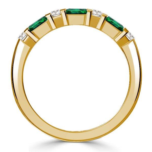18K Gold Plated Sterling Silver Emerald Green Wedding Band Ring (0.96 CT. TW.)