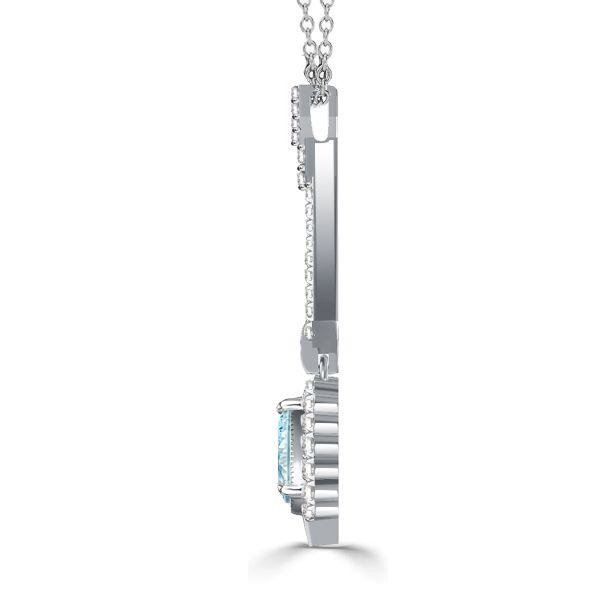 Aquamarine Pendant Necklace - Oval Cut, Milgrain Detail, Sterling Silver - Vintage Style