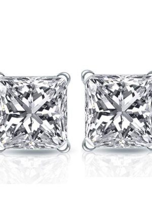 Princess Cut White Sapphire Stud Earrings in Sterling Silver (1.50 CT)