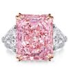 Radiant Cut Pink Engagement Ring - Three Stone Sterling Silver
