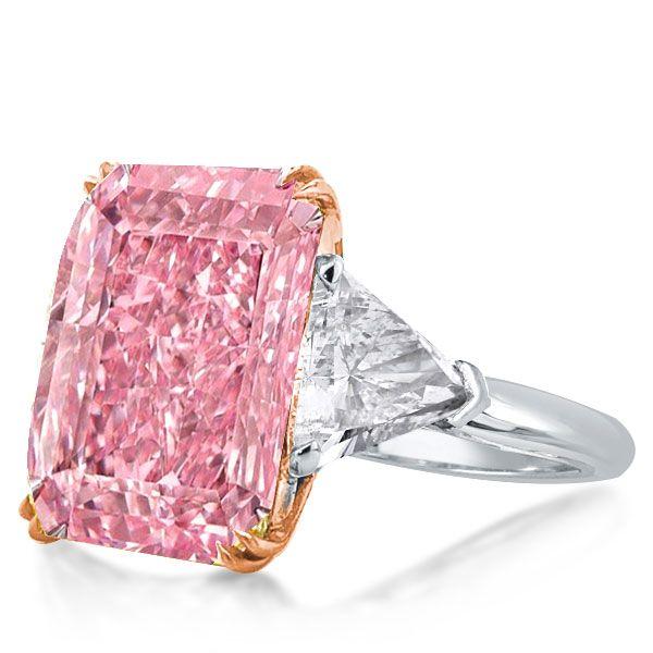Radiant Cut Pink Engagement Ring - Three Stone Sterling Silver