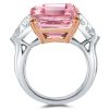 Radiant Cut Pink Engagement Ring - Three Stone Sterling Silver