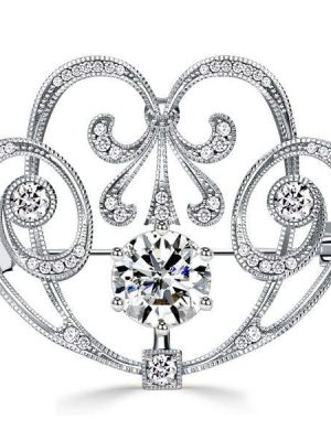 Vintage Round Cut Brooch in Sterling Silver | 5.14 CTW Gemstone Jewelry