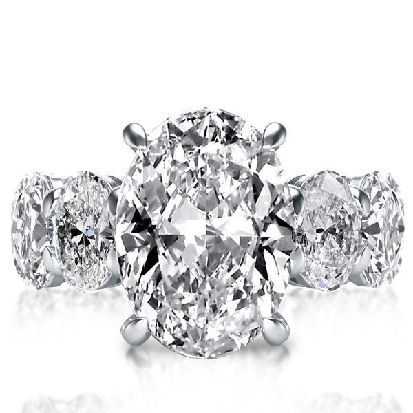 Oval Created White Sapphire Eternity Ring - Sterling Silver Engagement Ring