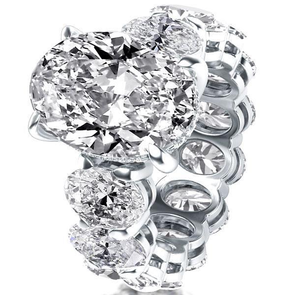 Oval Created White Sapphire Eternity Ring - Sterling Silver Engagement Ring
