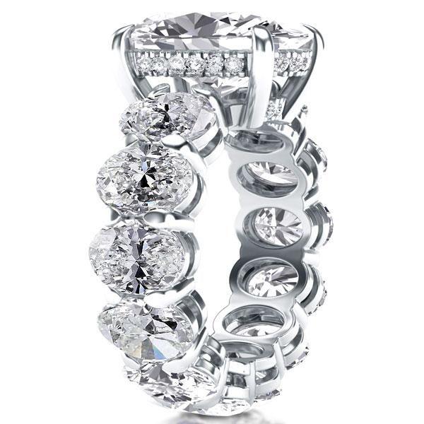 Oval Created White Sapphire Eternity Ring - Sterling Silver Engagement Ring