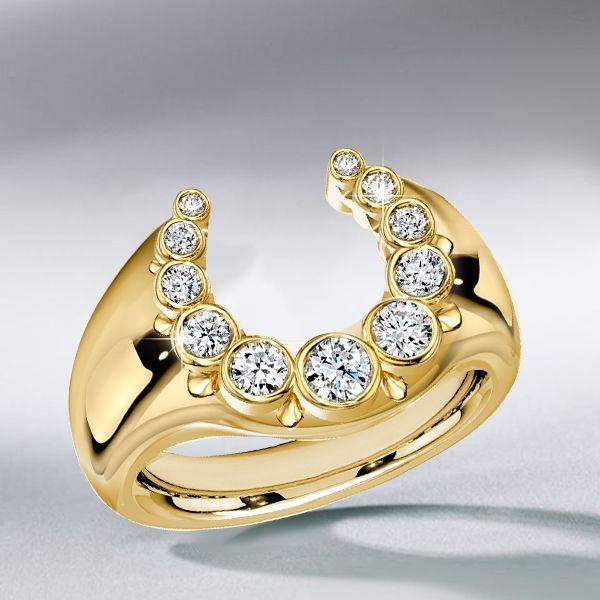 Heirloom Horseshoe Engagement Ring - Bezel Set Sterling Silver (0.46 CT)