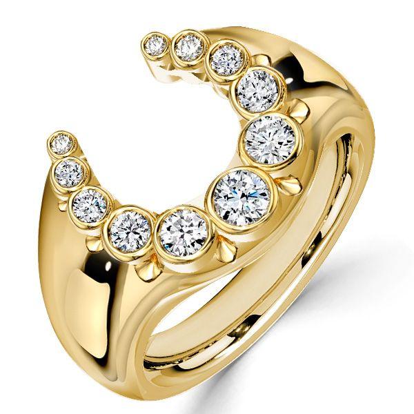 Heirloom Horseshoe Engagement Ring - Bezel Set Sterling Silver (0.46 CT)