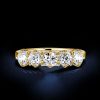 Five Stone Half Eternity Wedding Band, Round Cut, 18K Gold Plated Sterling Silver