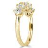Five Stone Half Eternity Wedding Band, Round Cut, 18K Gold Plated Sterling Silver