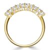 Five Stone Half Eternity Wedding Band, Round Cut, 18K Gold Plated Sterling Silver