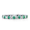 White & Green Alternating CZ Wedding Band in Sterling Silver