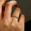 White & Green Alternating CZ Wedding Band in Sterling Silver