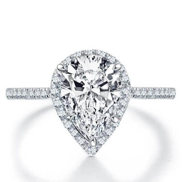 2.50 CT Pear Shaped Diamond Wedding Set in Rhodium Plated Sterling Silver