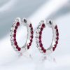 Ruby Hoop Earrings for Women - 925 Sterling Silver, 3-Sided Design