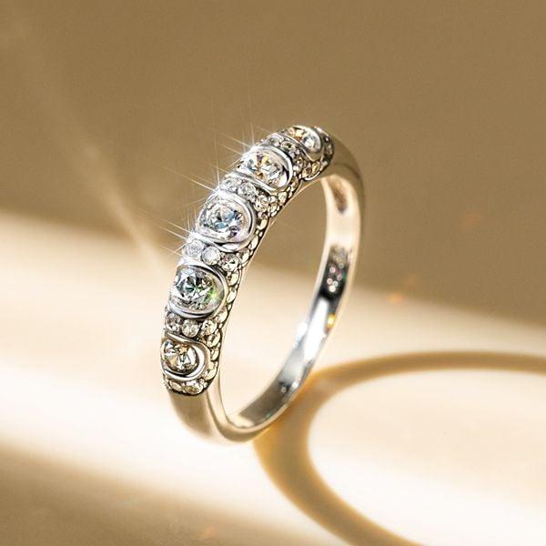 Vintage Five Stone Created White Sapphire Wedding Band in 925 Sterling Silver