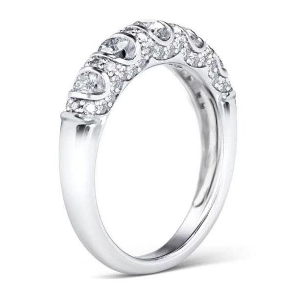 Vintage Five Stone Created White Sapphire Wedding Band in 925 Sterling Silver