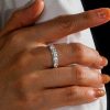 Vintage Five Stone Created White Sapphire Wedding Band in 925 Sterling Silver