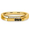 Golden Black & White Sapphire Stackable Wedding Band in 18K Gold Plated Sterling Silver