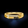 Golden Black & White Sapphire Stackable Wedding Band in 18K Gold Plated Sterling Silver