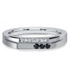 Golden Black & White Sapphire Stackable Wedding Band in 18K Gold Plated Sterling Silver