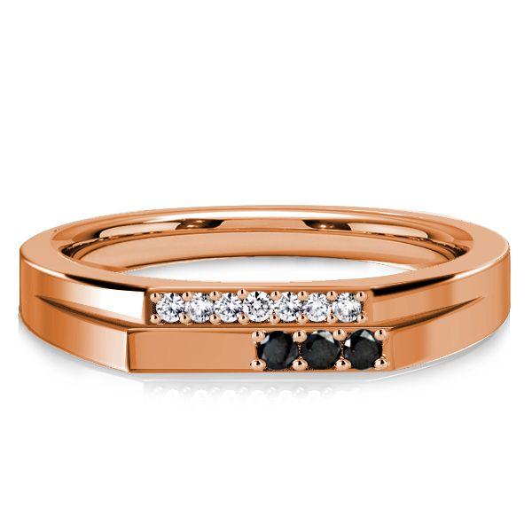 Golden Black & White Sapphire Stackable Wedding Band in 18K Gold Plated Sterling Silver