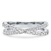 Crossover Wedding Band Ring Sterling Silver Round & Baguette CZ - Silver, Gold, Rose Gold