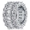 Emerald & White Sapphire Triple Row Wedding Band - Sterling Silver Vintage Style