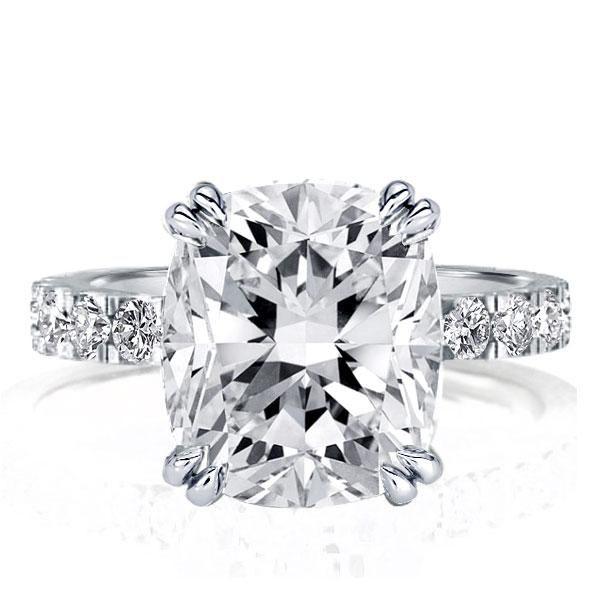 Cushion Cut White Sapphire Engagement Ring - 925 Sterling Silver