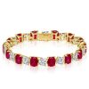 Ruby and White Cushion Cut Tennis Bracelet for Women in Sterling Silver
