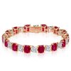 Ruby and White Cushion Cut Tennis Bracelet for Women in Sterling Silver