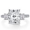 Three Stone Created White Sapphire Engagement Ring in Sterling Silver