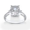Three Stone Created White Sapphire Engagement Ring in Sterling Silver