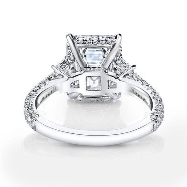 Three Stone Created White Sapphire Engagement Ring in Sterling Silver